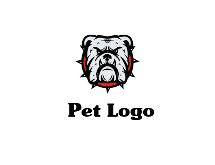 bulldog face with spiky collar