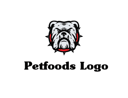 bulldog face with spiky collar