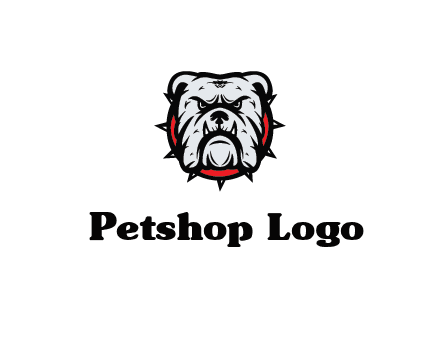 bulldog face with spiky collar