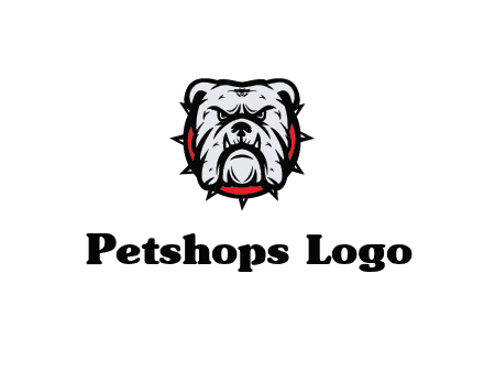 bulldog face with spiky collar