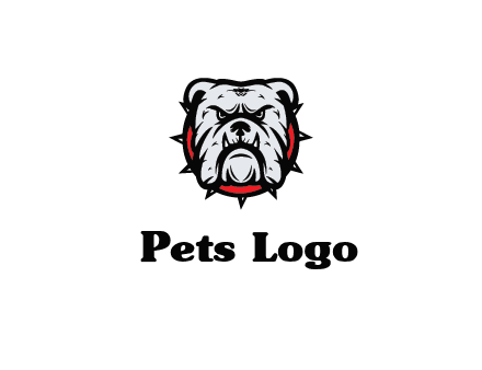 bulldog face with spiky collar