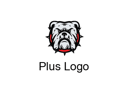 bulldog face with spiky collar