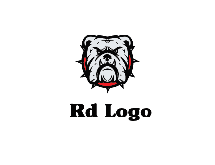 bulldog face with spiky collar