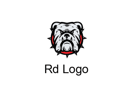 bulldog face with spiky collar