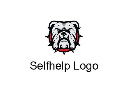 bulldog face with spiky collar