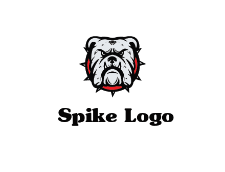 bulldog face with spiky collar