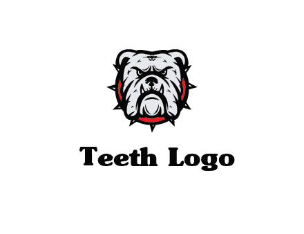 bulldog face with spiky collar