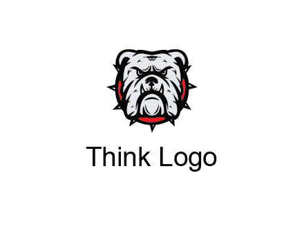bulldog face with spiky collar