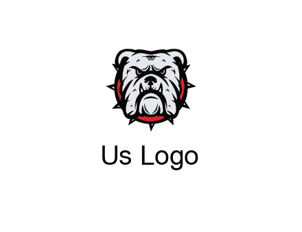 bulldog face with spiky collar
