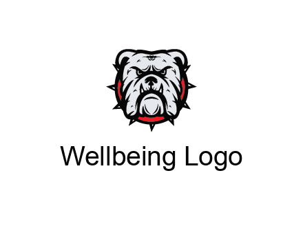 bulldog face with spiky collar