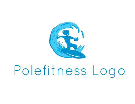 abstract man surfing in waves