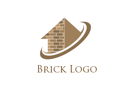 brick pattern abstract house with swoosh