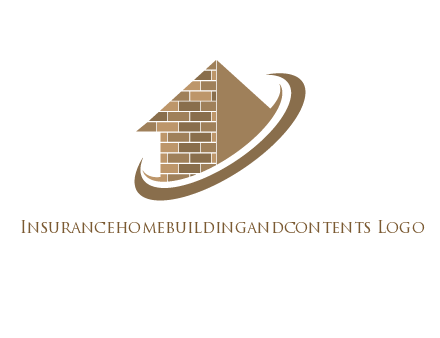 brick pattern abstract house with swoosh