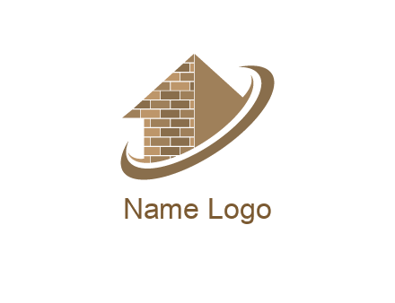 brick pattern abstract house with swoosh