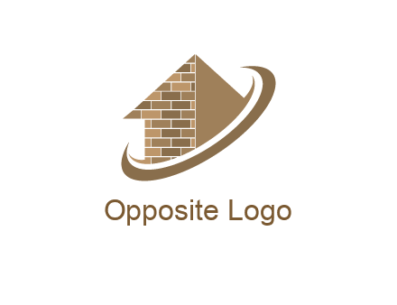 brick pattern abstract house with swoosh