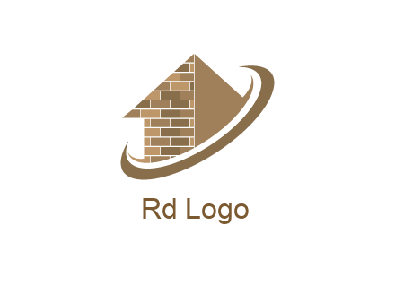 brick pattern abstract house with swoosh