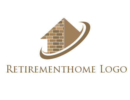 brick pattern abstract house with swoosh