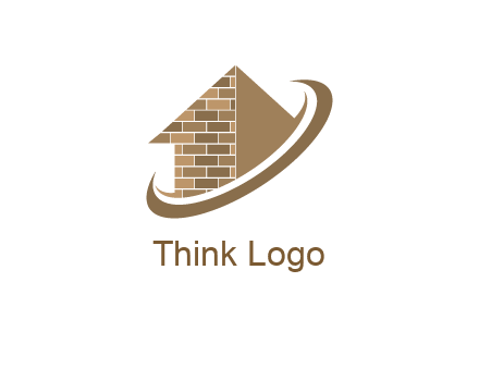 brick pattern abstract house with swoosh