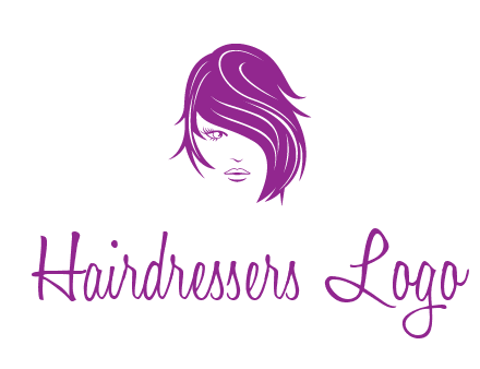 head of woman with short hair across face beauty logo icon