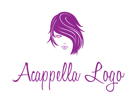head of woman with short hair across face beauty logo icon