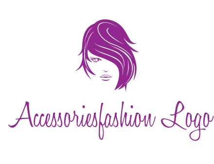 head of woman with short hair across face beauty logo icon