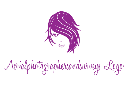head of woman with short hair across face beauty logo icon
