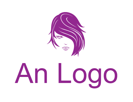 head of woman with short hair across face beauty logo icon