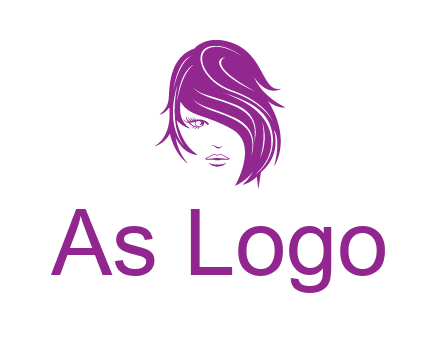head of woman with short hair across face beauty logo icon