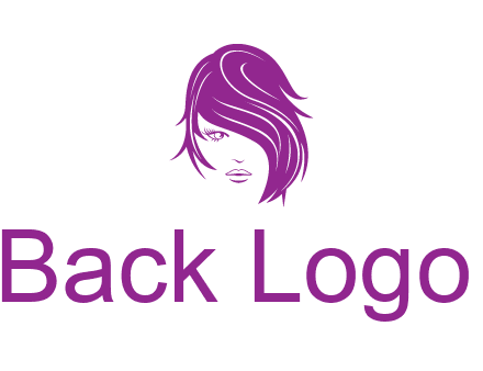 head of woman with short hair across face beauty logo icon
