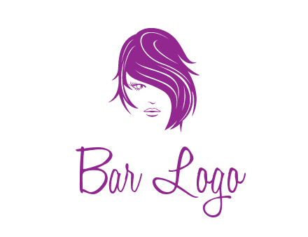 head of woman with short hair across face beauty logo icon