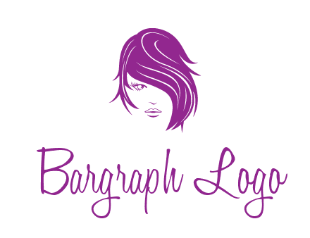 head of woman with short hair across face beauty logo icon