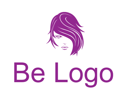 head of woman with short hair across face beauty logo icon