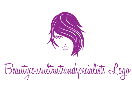 head of woman with short hair across face beauty logo icon