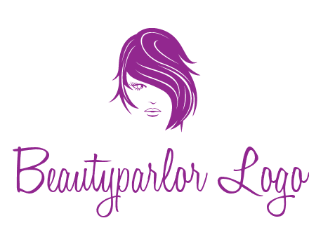 head of woman with short hair across face beauty logo icon