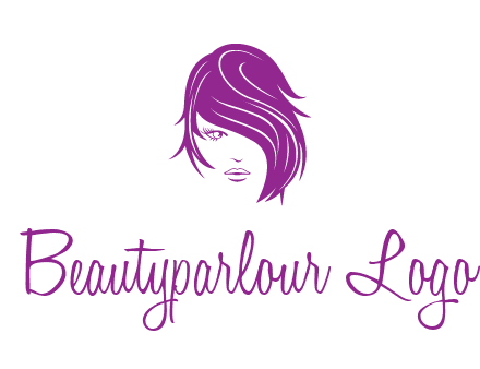 head of woman with short hair across face beauty logo icon