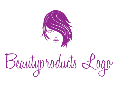 head of woman with short hair across face beauty logo icon