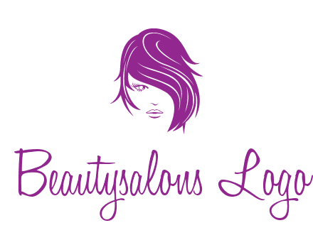 head of woman with short hair across face beauty logo icon