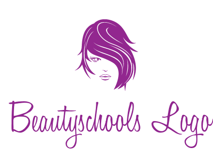 head of woman with short hair across face beauty logo icon