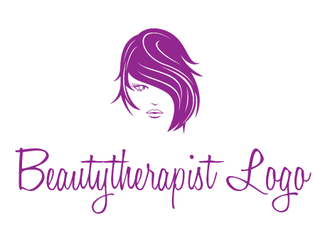 head of woman with short hair across face beauty logo icon