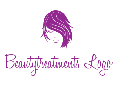 head of woman with short hair across face beauty logo icon