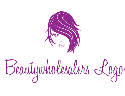 head of woman with short hair across face beauty logo icon