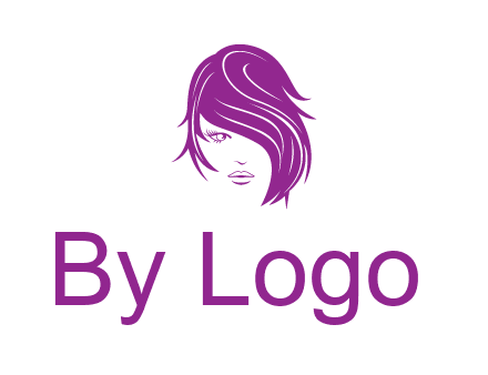 head of woman with short hair across face beauty logo icon