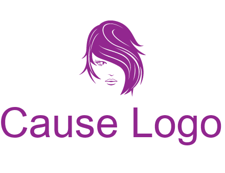 head of woman with short hair across face beauty logo icon