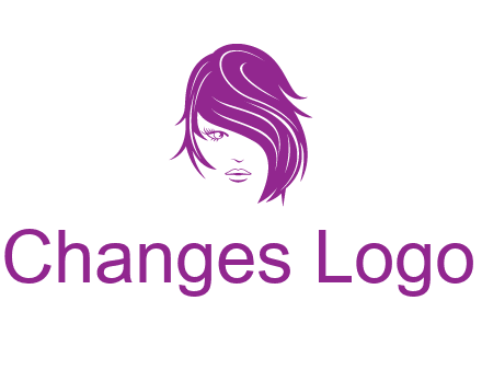 head of woman with short hair across face beauty logo icon