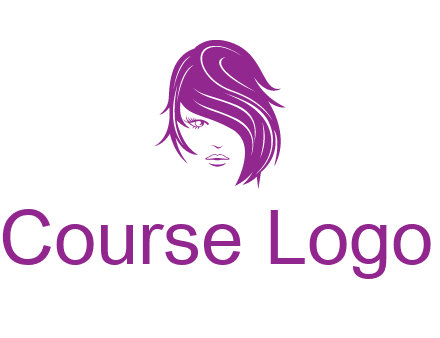 head of woman with short hair across face beauty logo icon
