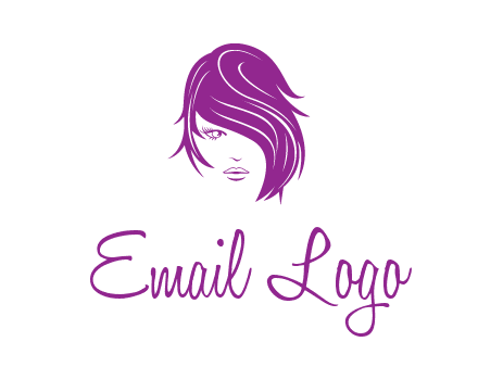 head of woman with short hair across face beauty logo icon