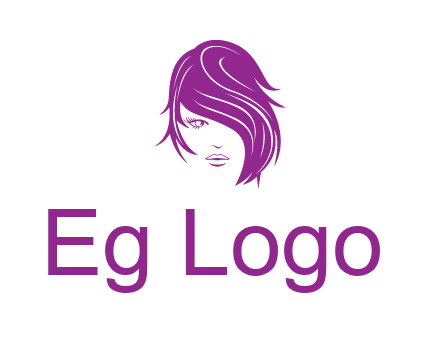 head of woman with short hair across face beauty logo icon