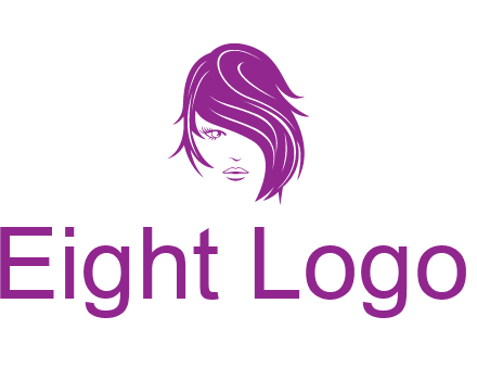 head of woman with short hair across face beauty logo icon
