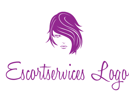 head of woman with short hair across face beauty logo icon
