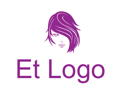head of woman with short hair across face beauty logo icon